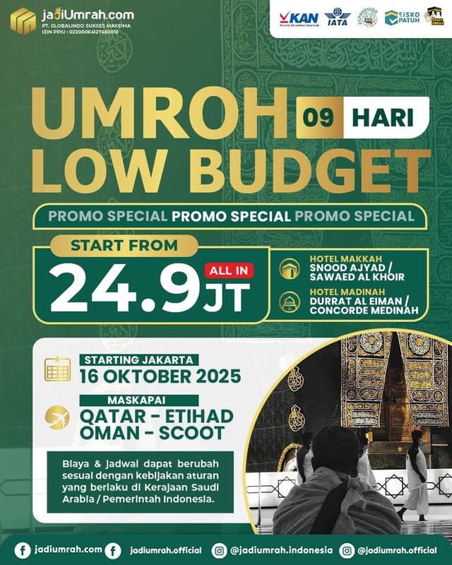 Umrah Low Budget 16 Oktober 2025