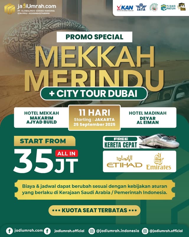 Mekkah Merindu + City Tour Dubai September 2025
